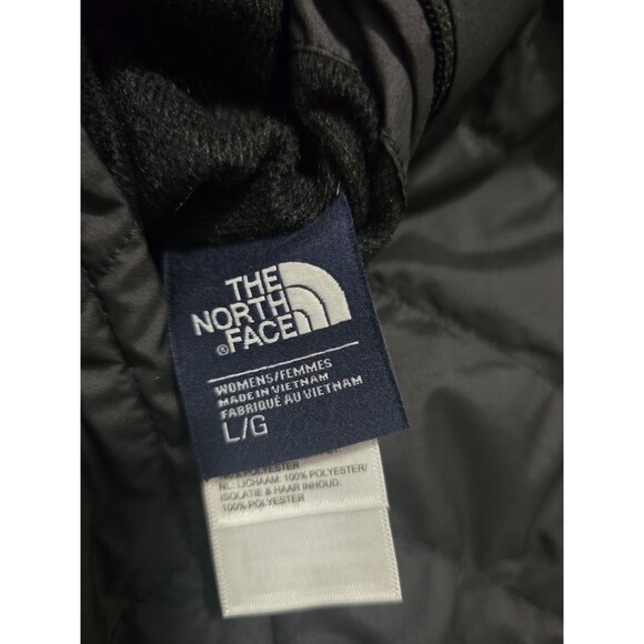 The North Face Womens sz L Black Quilted Jacket Fur Lined Full Zip - Picture 4 of 6